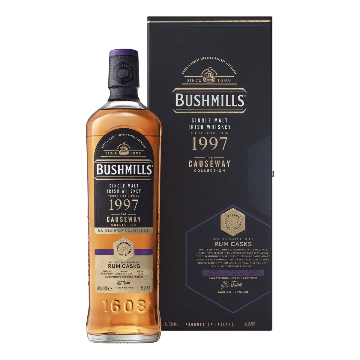 Bushmills Causeway Collection 1997 Rum Cask 25 Year Old Single Malt Ir ...